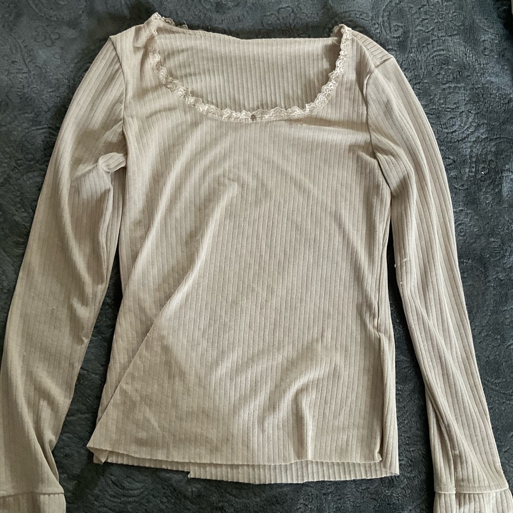 y2k retro lace button long sleeve top